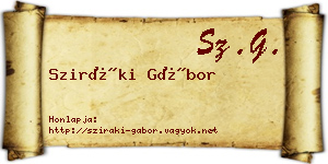 Sziráki Gábor névjegykártya